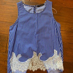 Zara Striped Lace Top